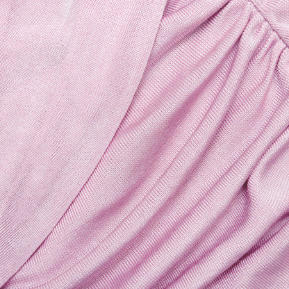 Pembe Pamuklu Drapeli Örme Midi Elbise