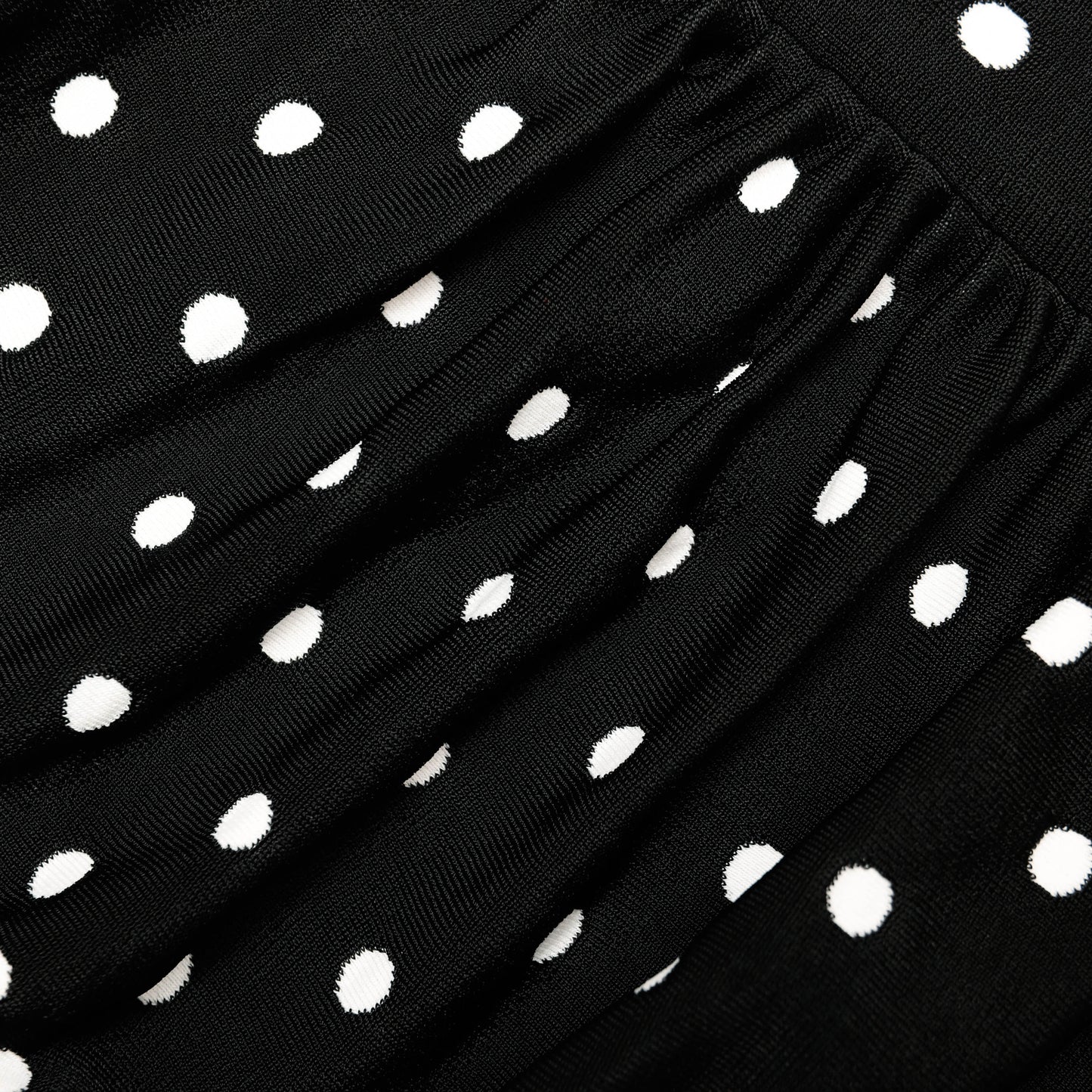 Polka Dot Drapeli Örme Mini Elbise