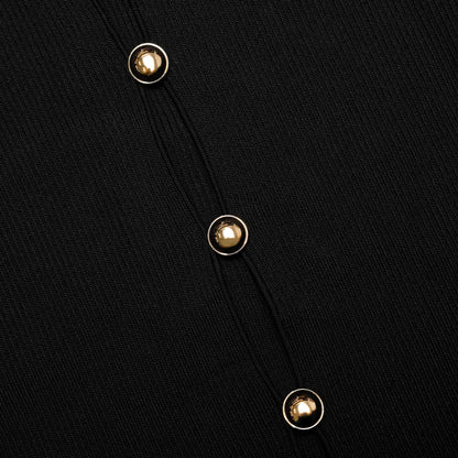 Siyah Örme Tafta Midi Elbise