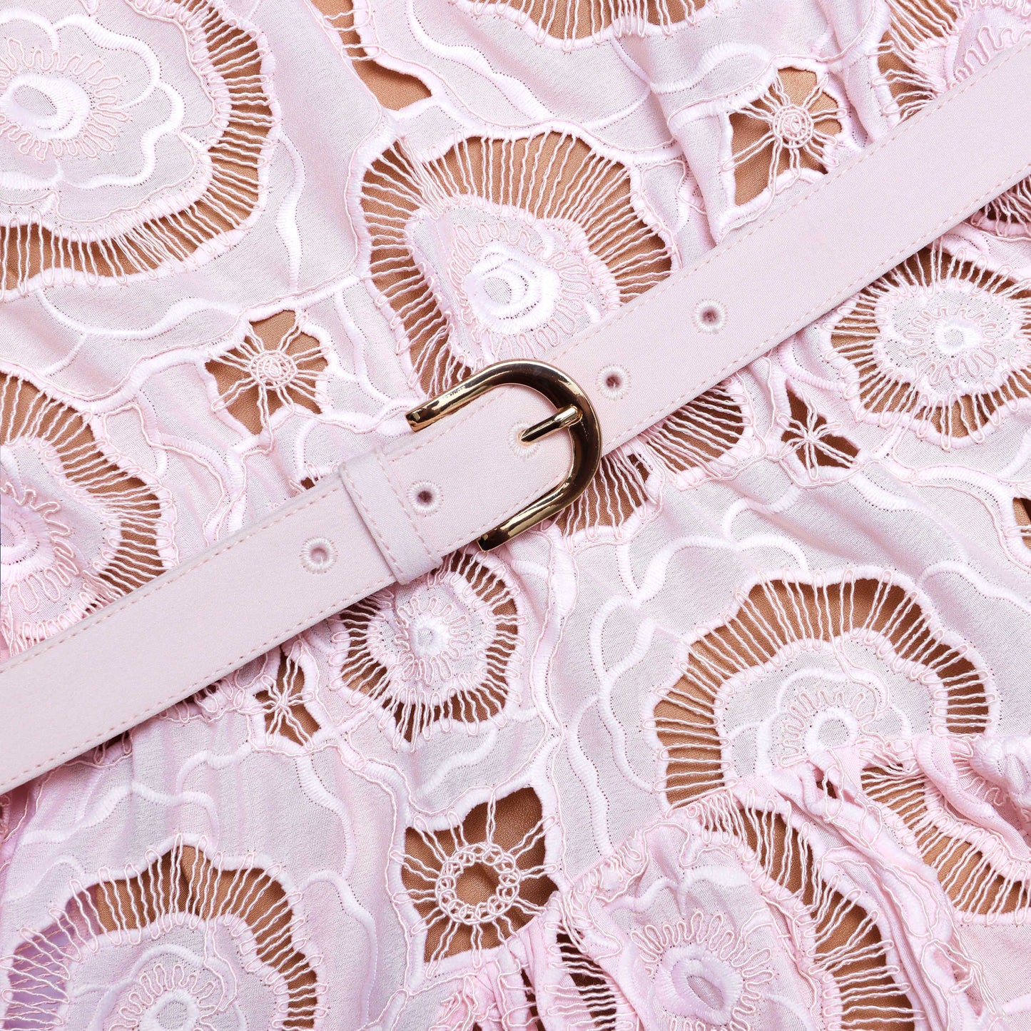 Pembe Çiçekli Dantel Mini Elbise