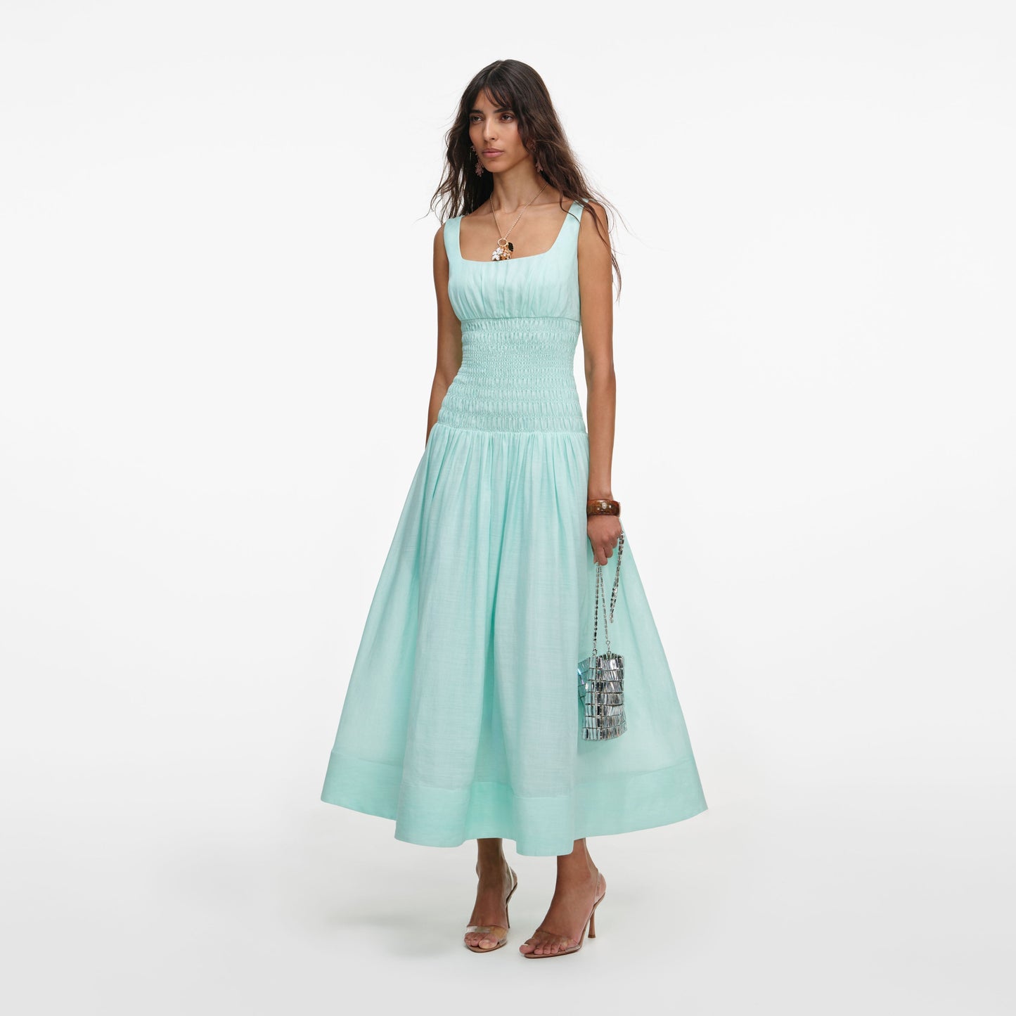 Mint Ramie Midi Elbise