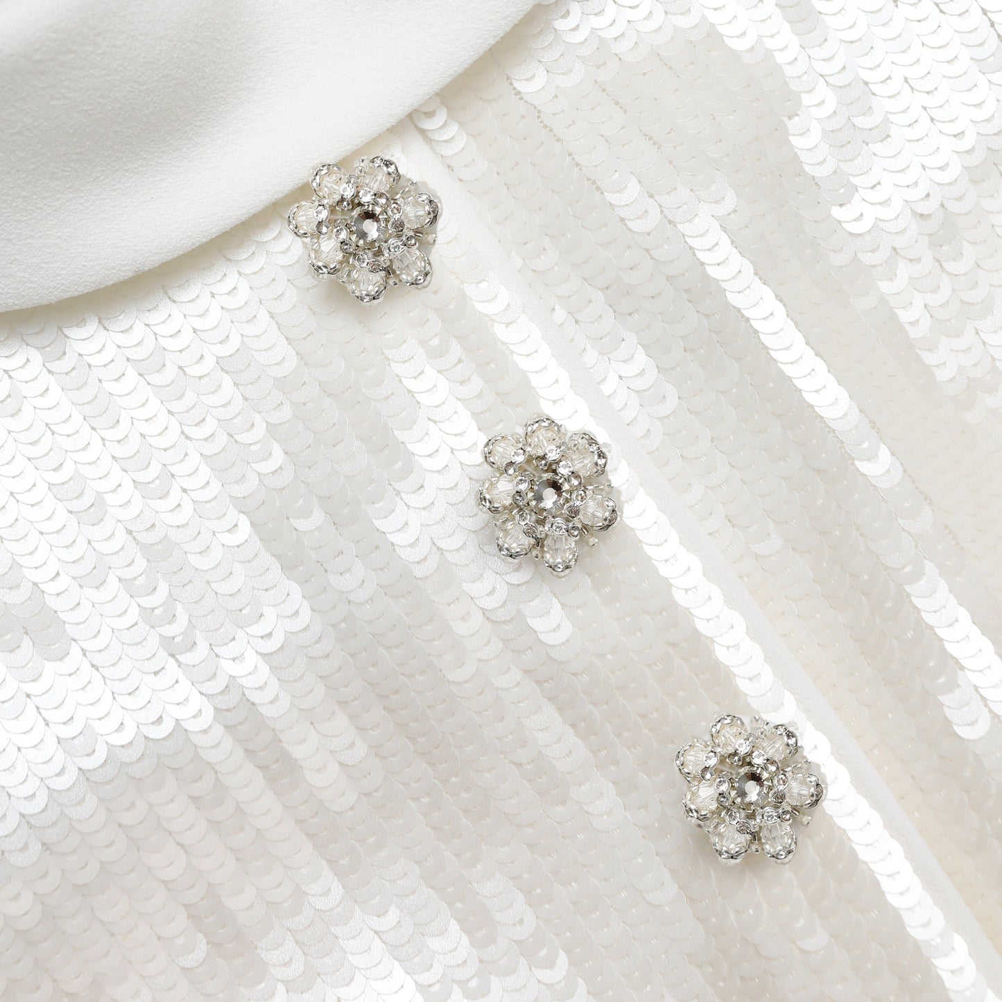 Beyaz Pullu Özel Dikim Uzun Elbise