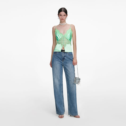 Elmaslı Kot Düz Paça Kot Pantolon