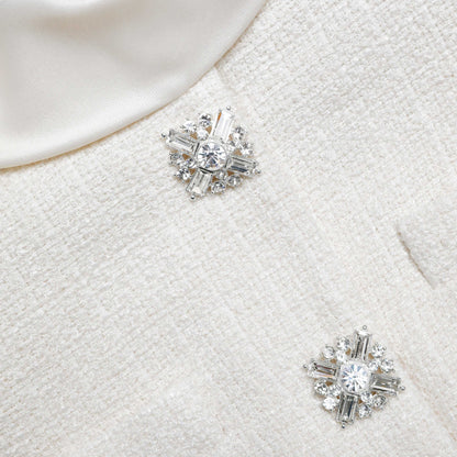 Krem Bukle Detaylı Midi Elbise