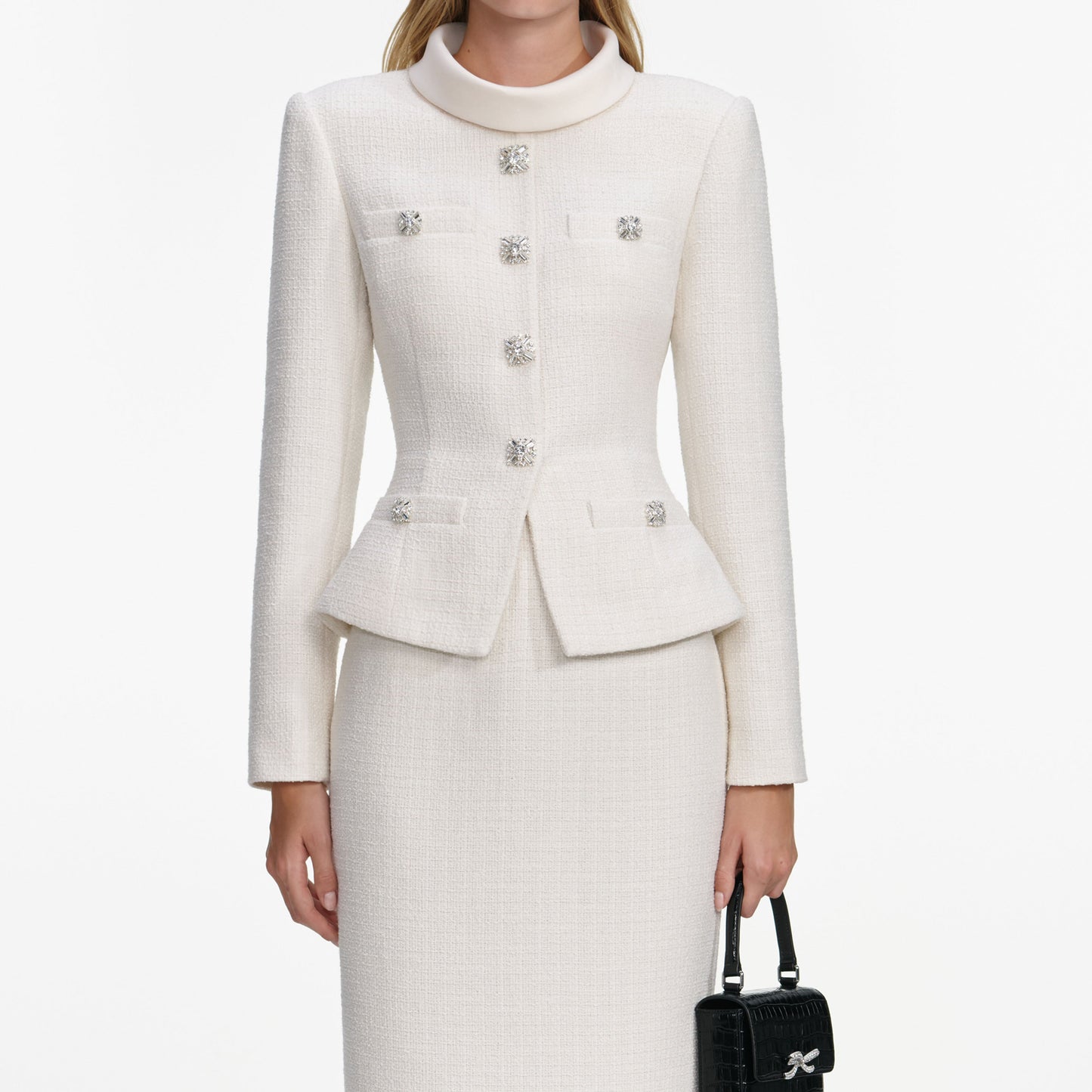 Krem Bukle Detaylı Midi Elbise