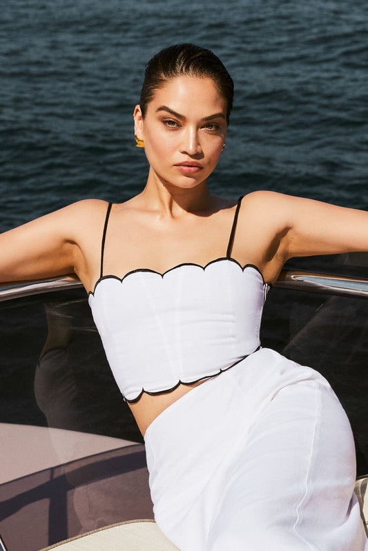 Alessio Taraklı Keten Üst - Fildişi