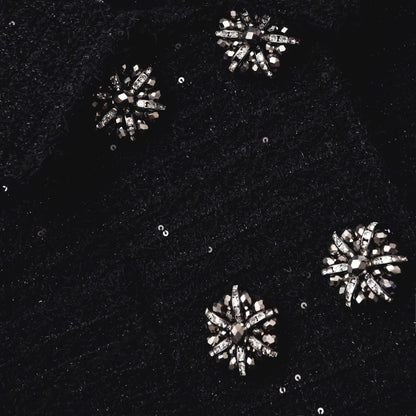 Siyah Dokulu Örme Peplum Midi Elbise