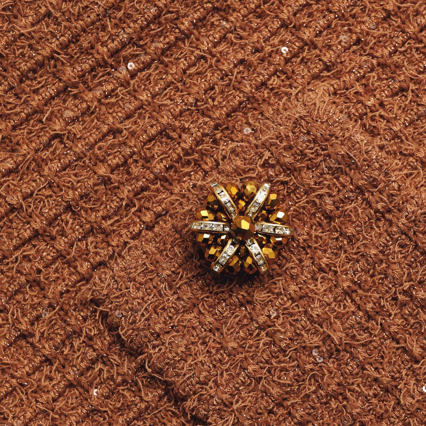 Kahverengi Dokulu Örme Mini Etek