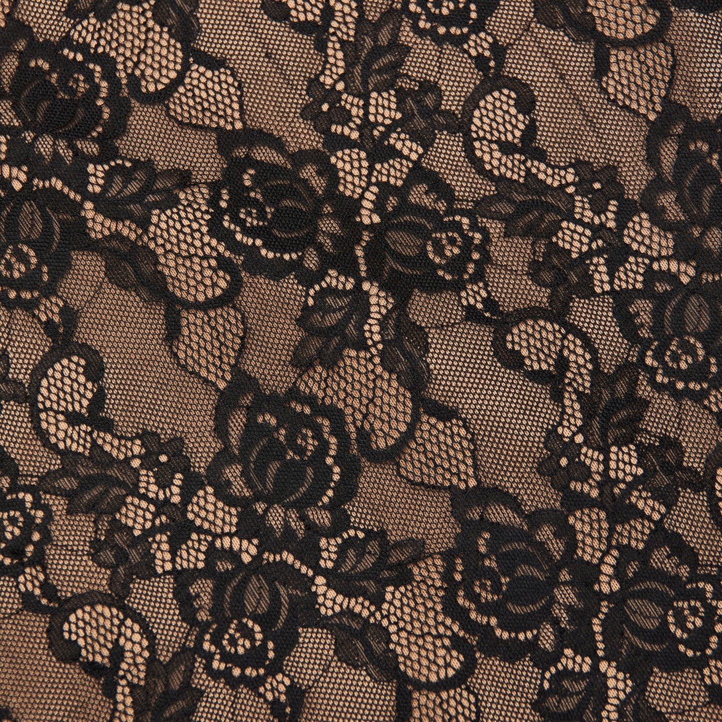 Siyah Çiçekli Dantel Midi Etek