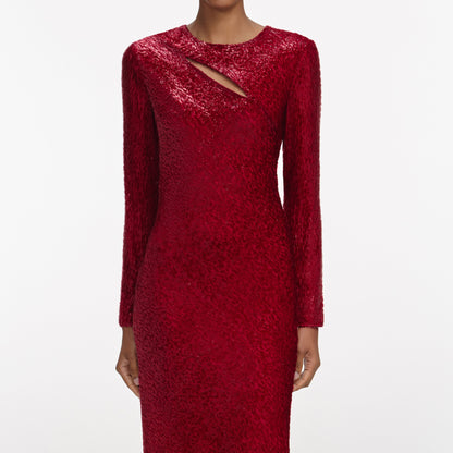 Kırmızı Fil Coupe Midi Elbise