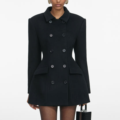 Siyah Yün Kruvaze Ceket