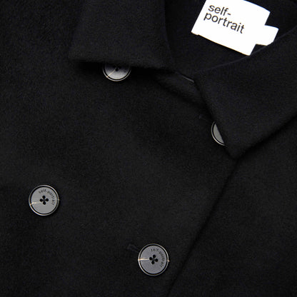 Siyah Yün Kruvaze Ceket