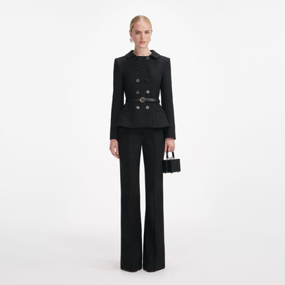 Siyah Yün Kruvaze Tulum