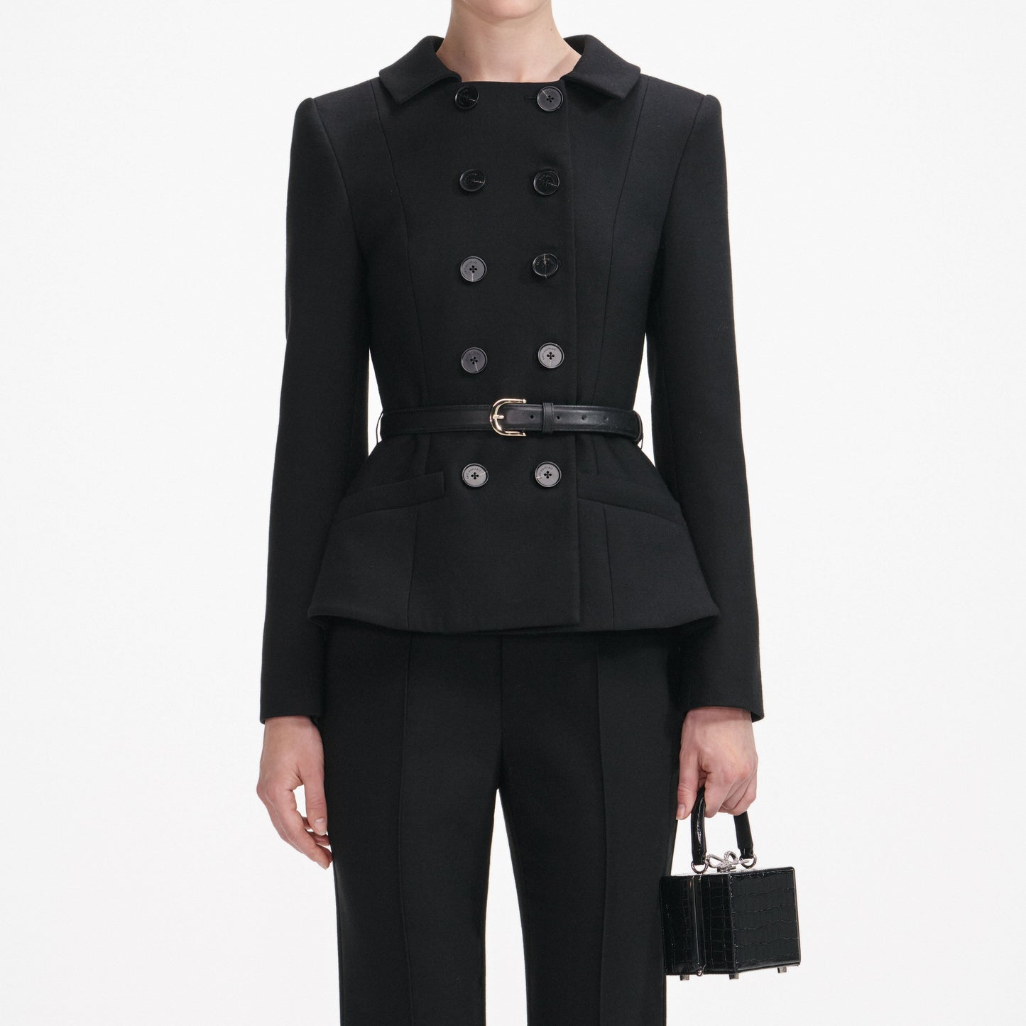 Siyah Yün Kruvaze Tulum