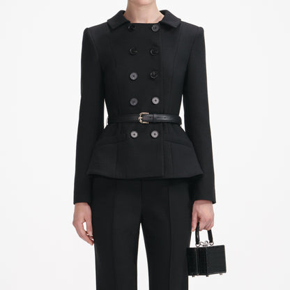 Siyah Yün Kruvaze Tulum