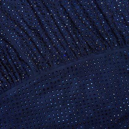 Lacivert Elmaslı File Kesimli Uzun Elbise