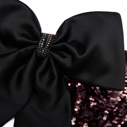 Kahverengi Payetli Fiyonklu Uzun Elbise