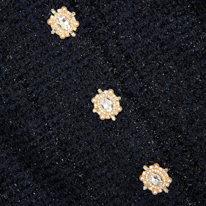 Lacivert Buklet Mini Elbise