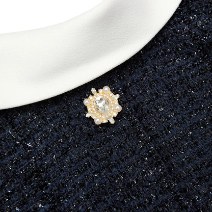 Lacivert Buklet Uzun Kollu Mini Elbise