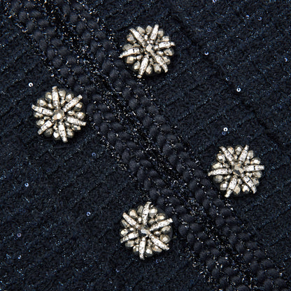 Lacivert Dokulu Örgü Midi Elbise