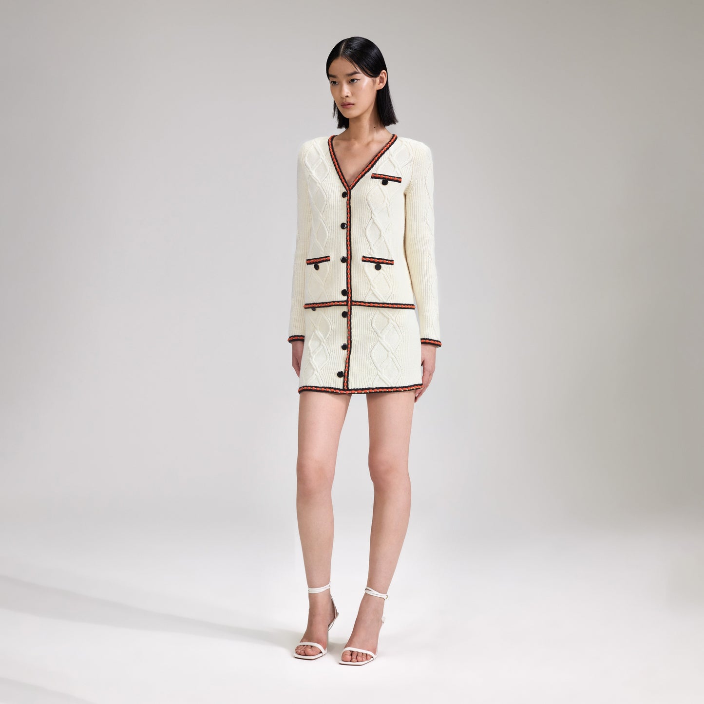 Krem Kablo Örgü Hırka