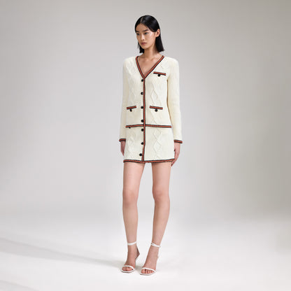 Krem Kablo Örgü Hırka