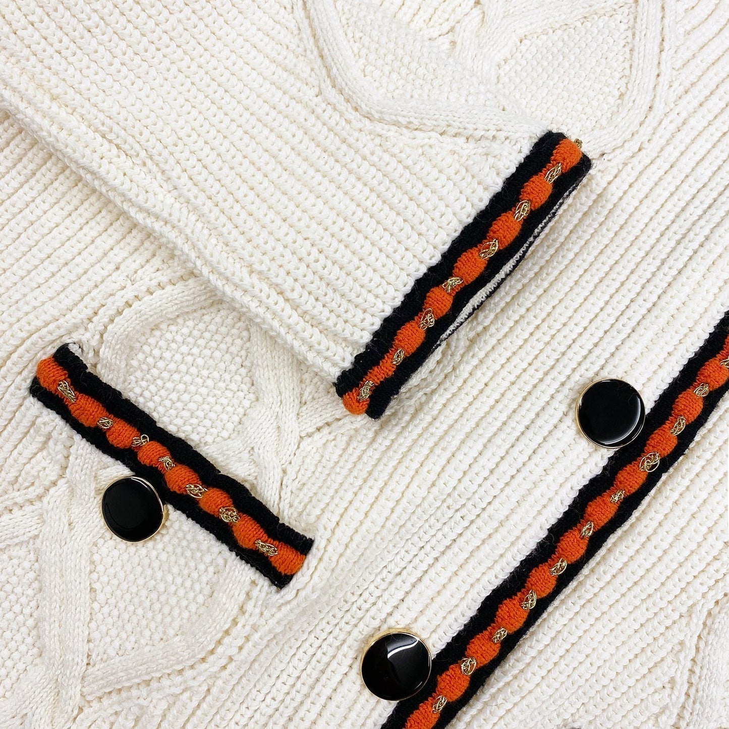 Krem Kablo Örgü Hırka