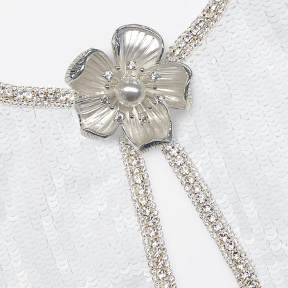 Beyaz Pullu Mini Elbise