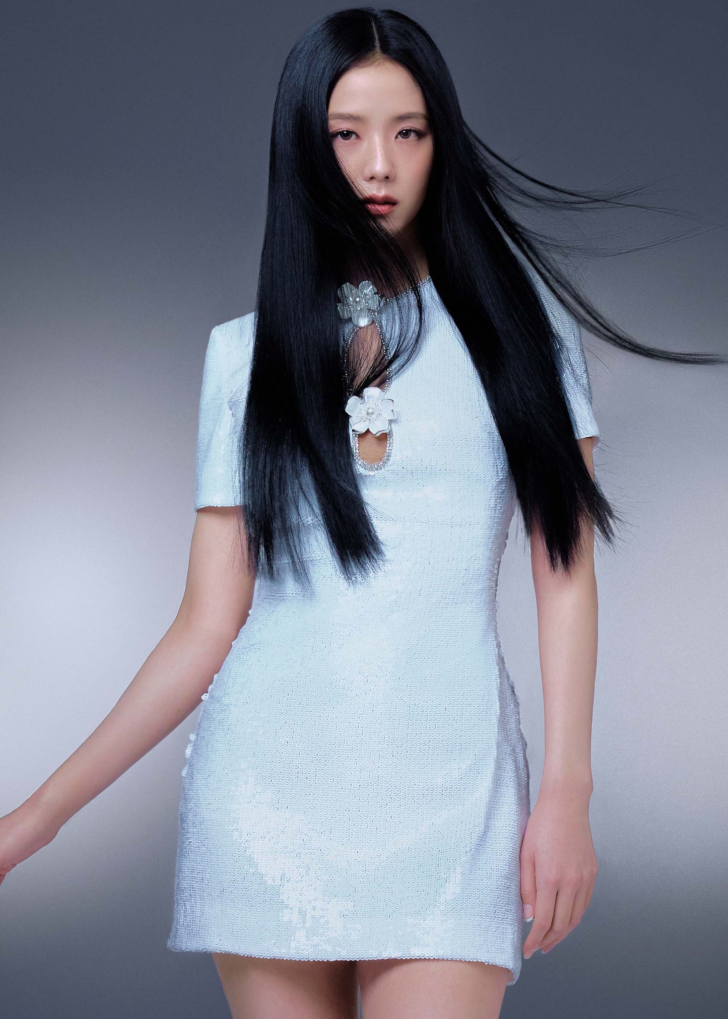 Beyaz Pullu Mini Elbise