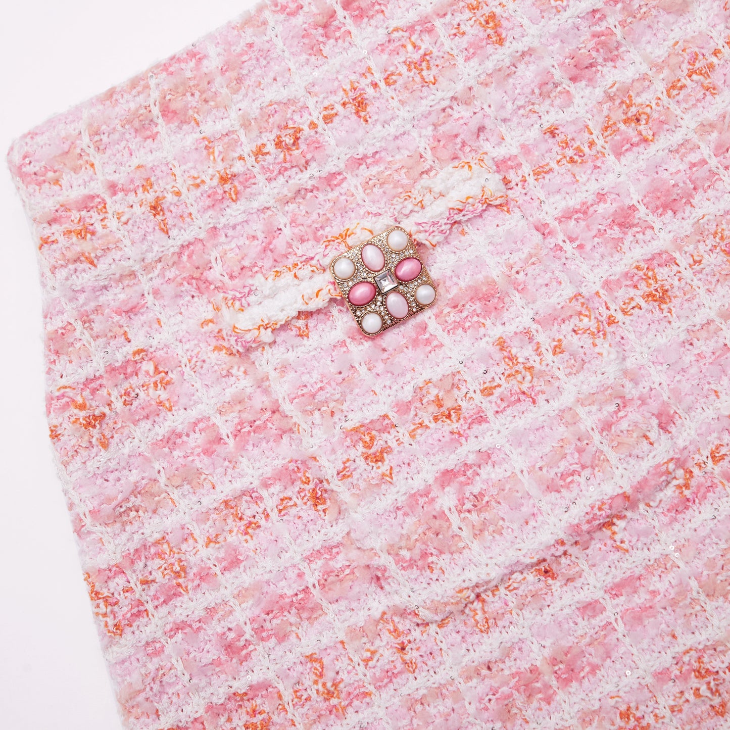 Pembe Kareli Örgü Etek