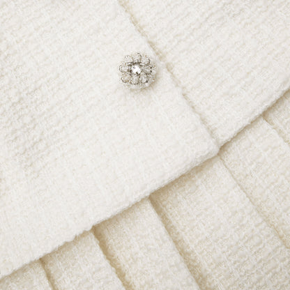 Krem Bukle Mini Ceket Elbise