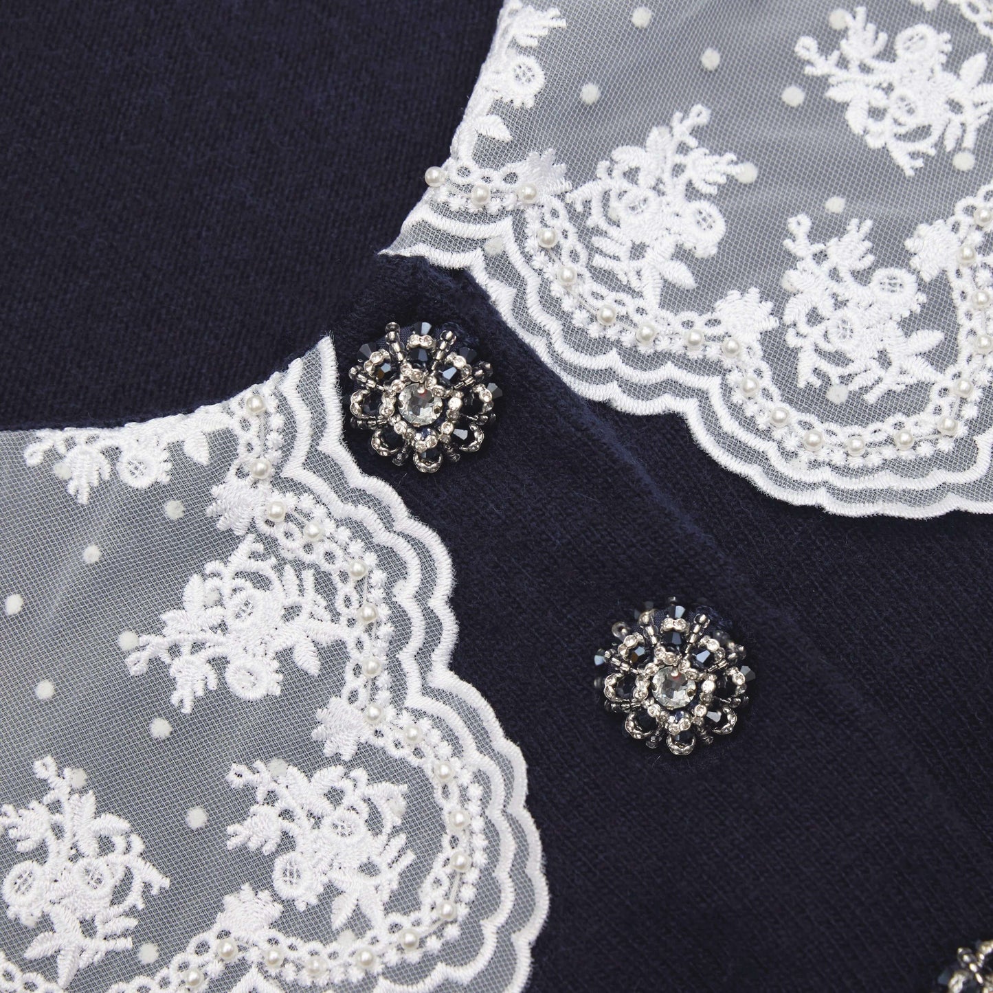 Lacivert Kaşmir Karışımlı Yaka Hırka