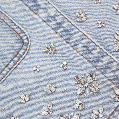 Mavi Süslemeli Kot Üst