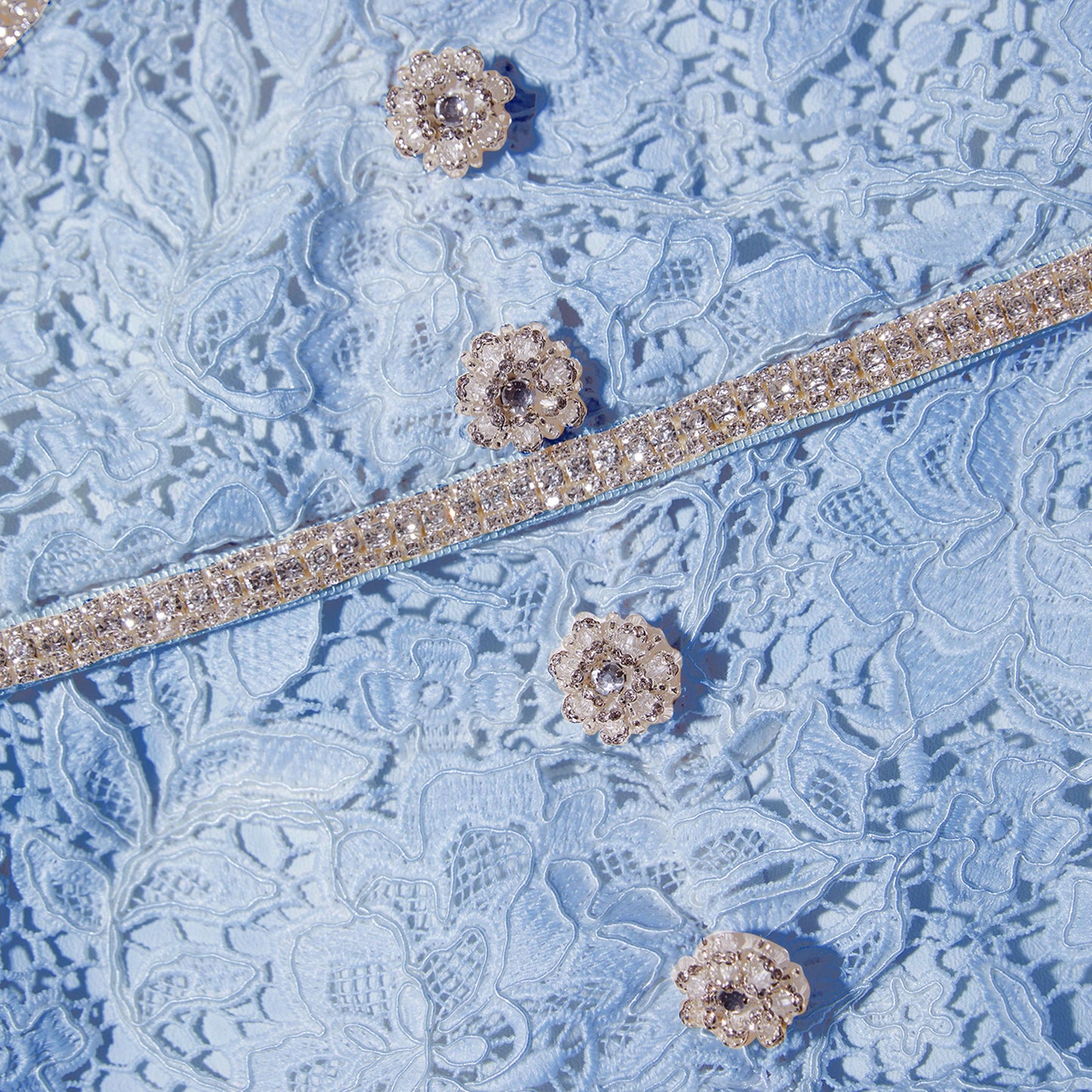 Mavi Kordon Dantel Fiyonklu Midi Elbise