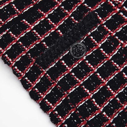 Siyah Ve Kırmızı Kareli Örgü Tayt