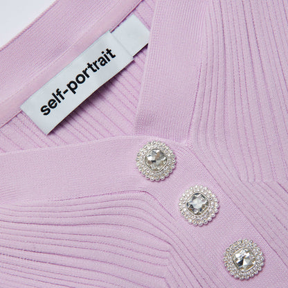 Pembe Ribanalı Örme Mini Elbise