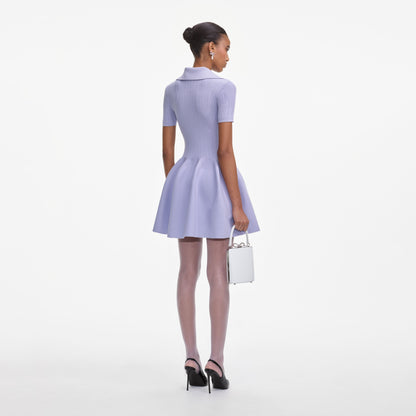 Leylak Kabartmalı Örgü Mini Elbise