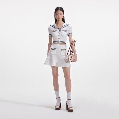 Beyaz Dokulu Örgü Üst