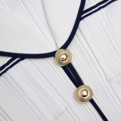 Beyaz Viskon Ribana Örgü Midi Elbise