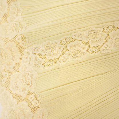 Sarı Örgü Dantel Ekli Midi Elbise