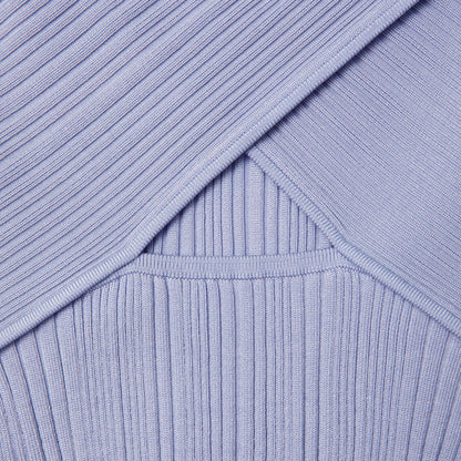 Mavi Örgü Dantelli Mini Elbise