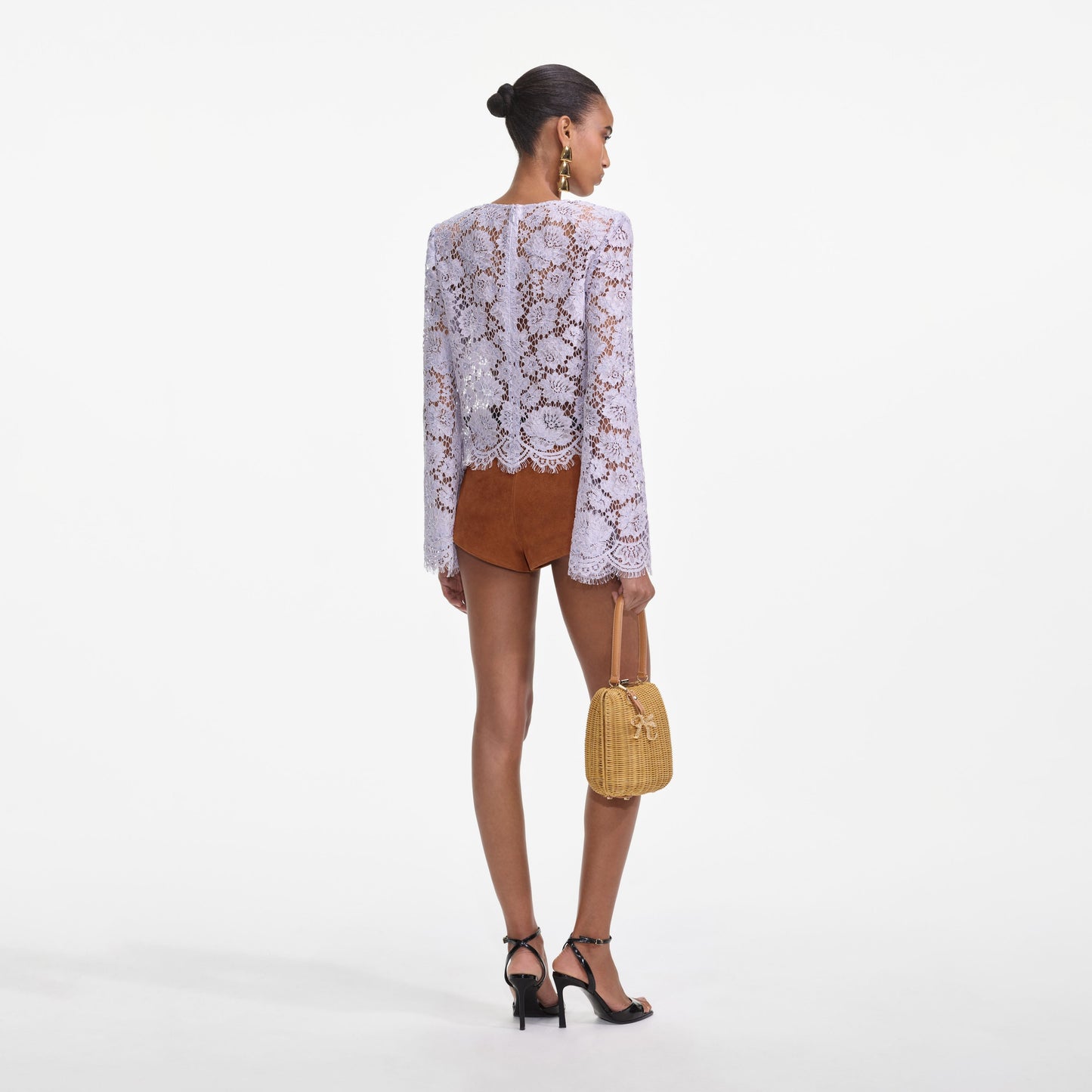 Leylak Dantelli Flüt Kollu Üst