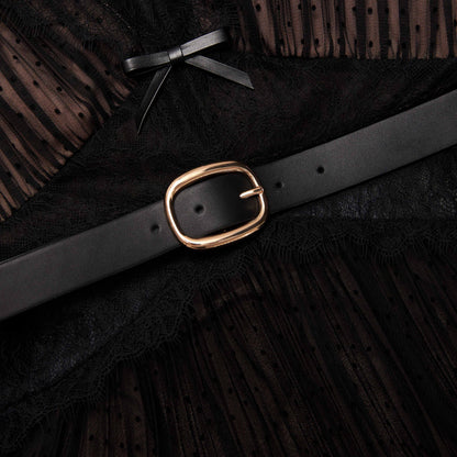 Siyah Noktalı File Mini Elbise