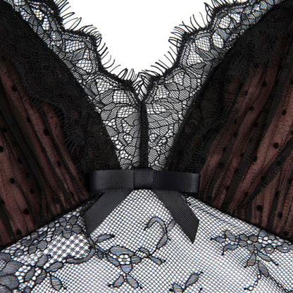 Siyah Nokta Fileli Bodysuit