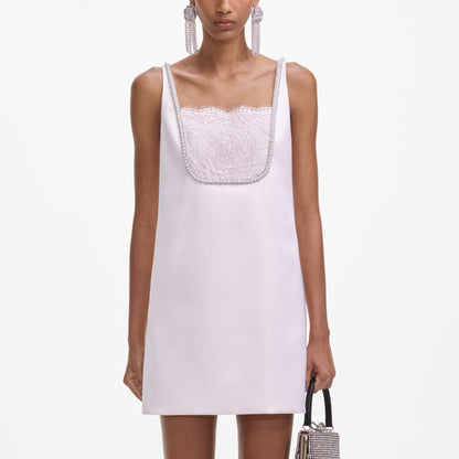 Pembe Saten Mini Elbise