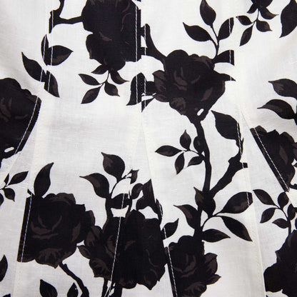 Çiçek Desenli Keten Midi Elbise