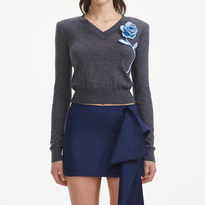 Kömür Mavisi Gül Hafif Kazak