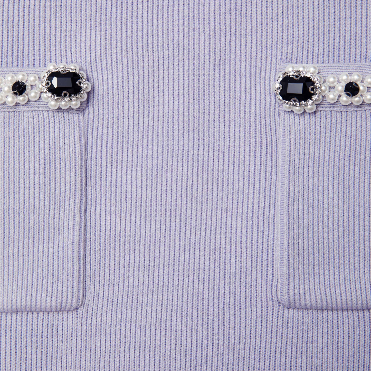 Leylak Süslemeli Örgü Midi Etek