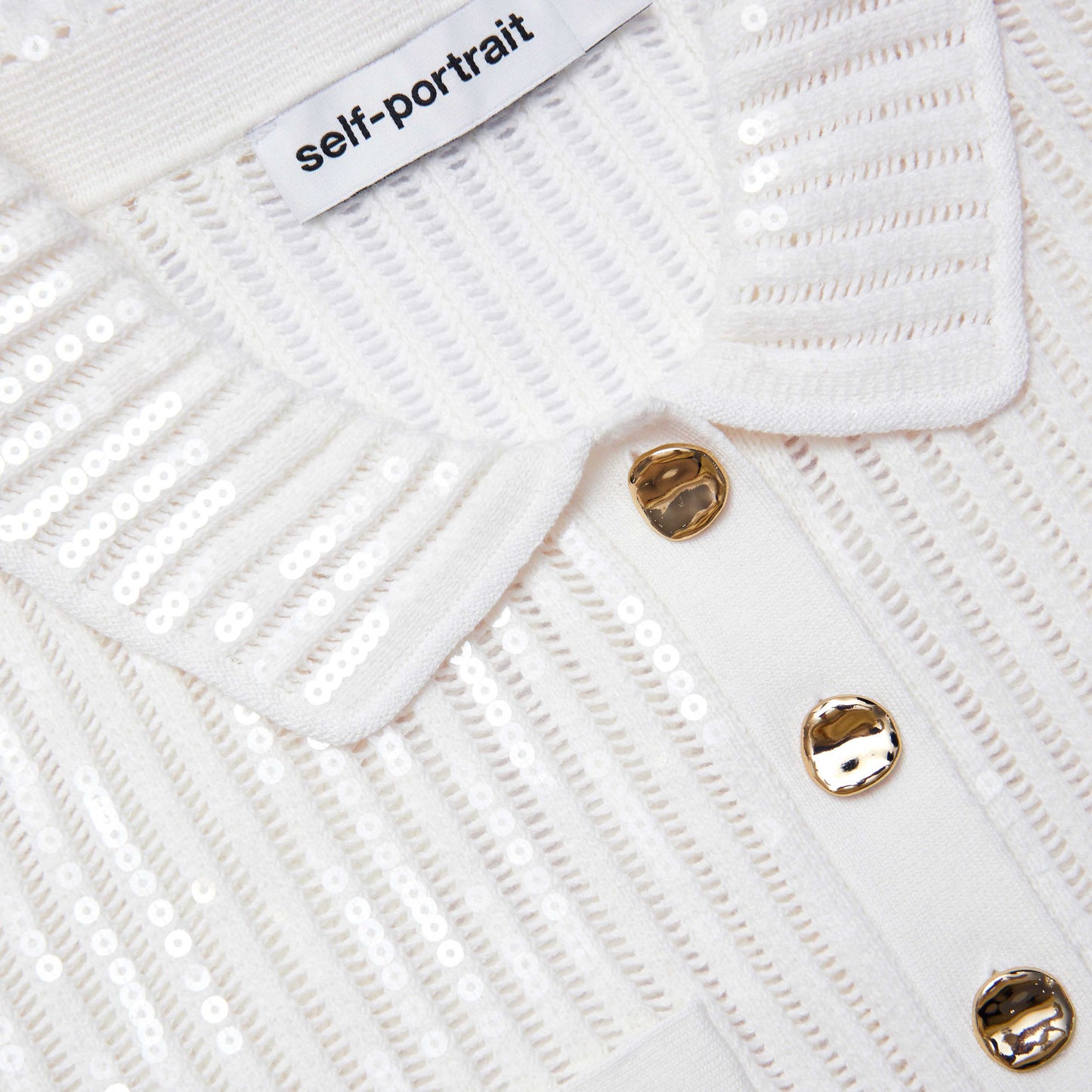 Beyaz Pullu Tığ İşi Mini Elbise