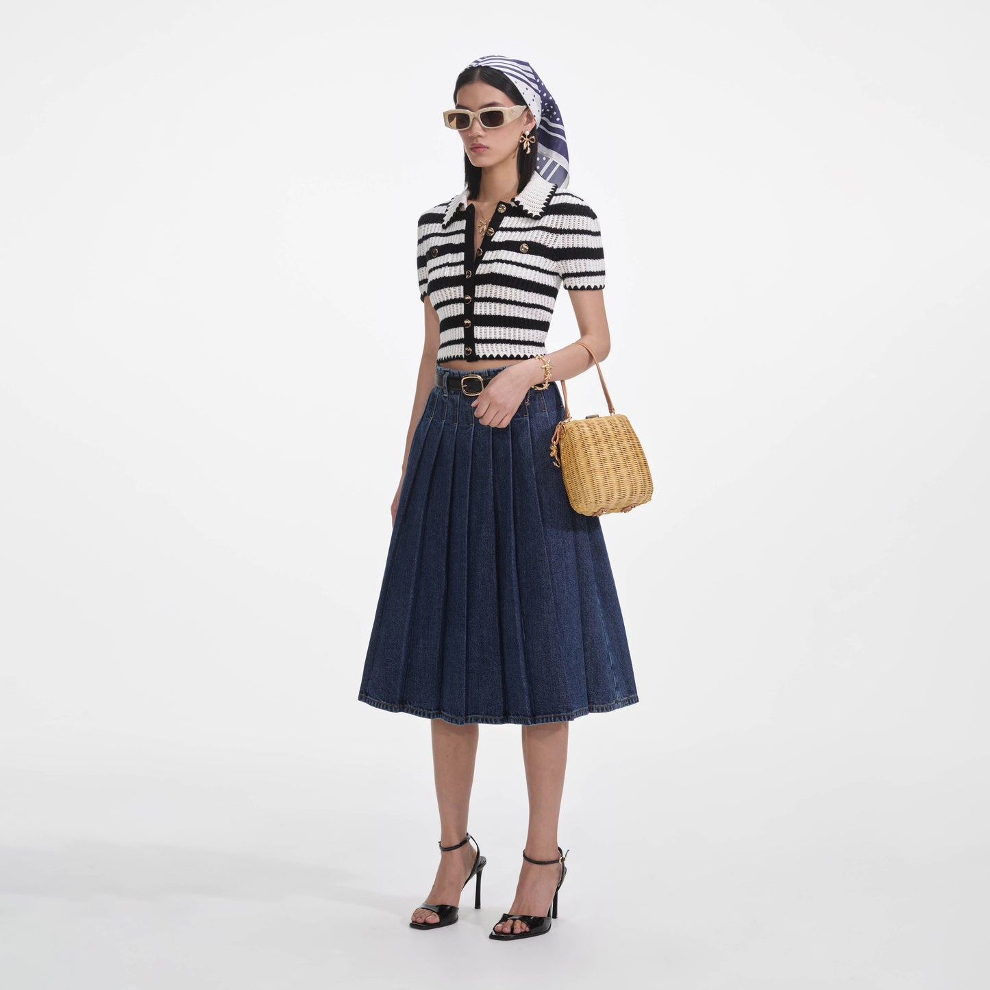 Krem Ve Siyah Çizgili Tığ İşi Üst